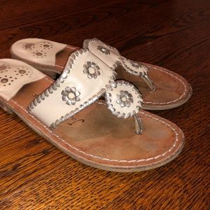 Beige and silver jack Rogers sandals